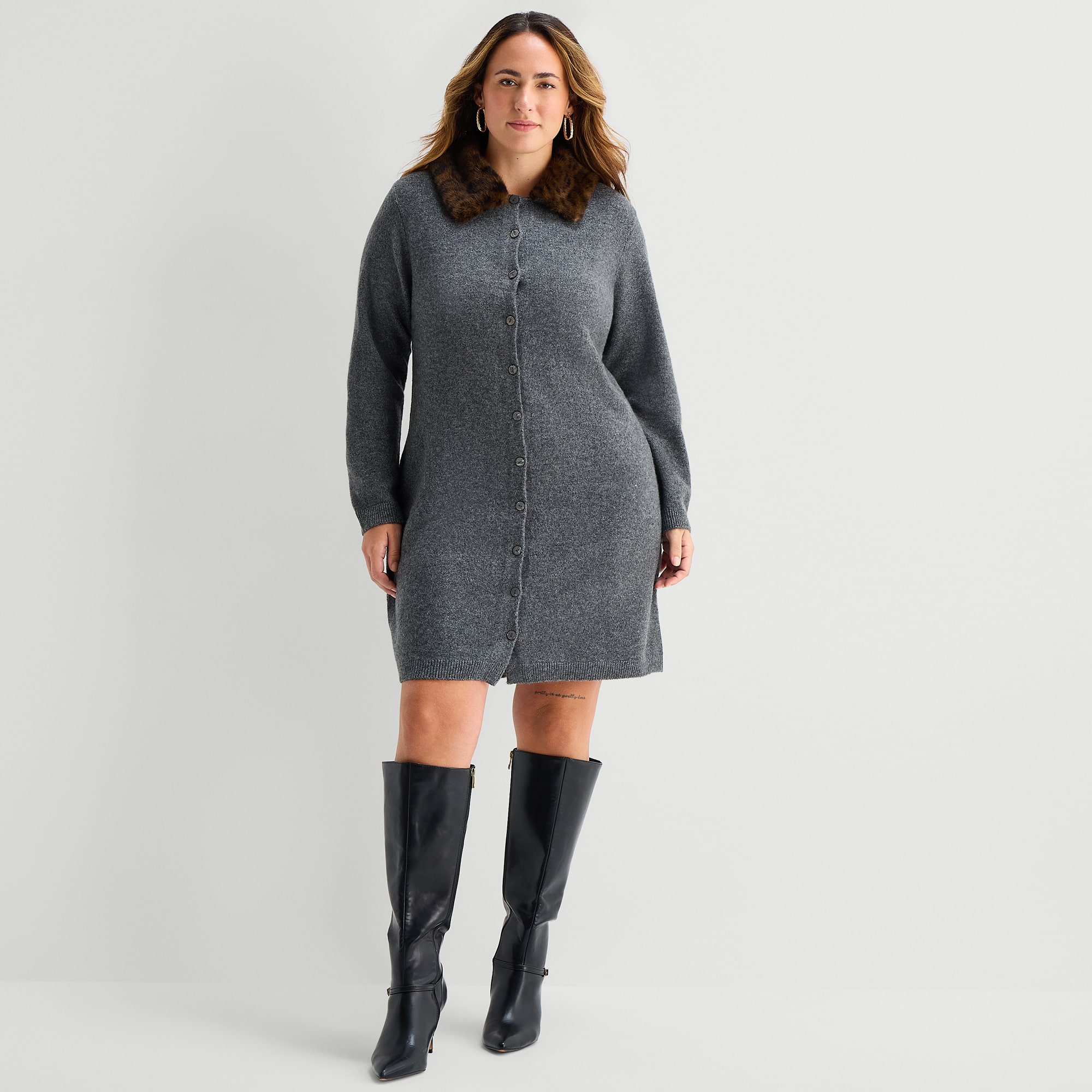 MSK Womens Plus Long Sleeve Sweater Dress