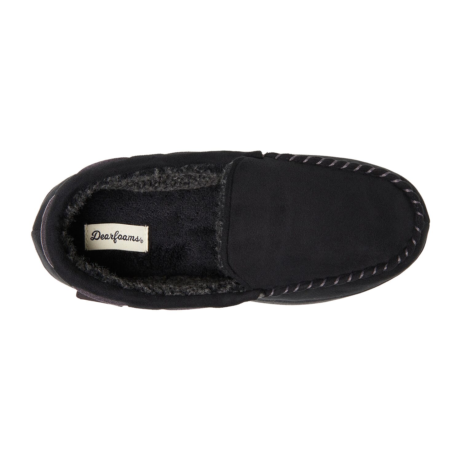 Dearfoams Keaton Perforated Microfiber Suede Moc W Whipstitch Mens Moccasin Slippers