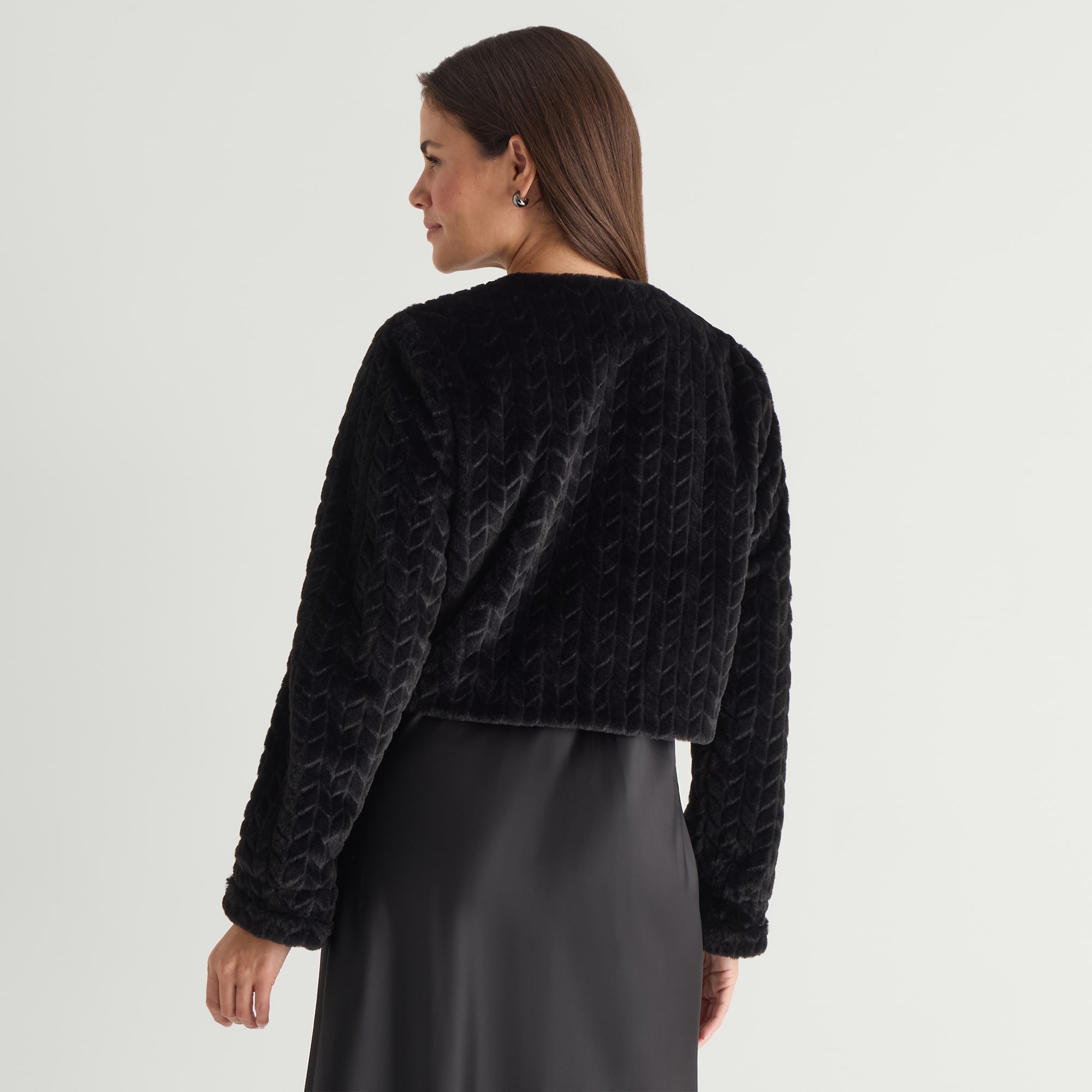 Perceptions Womens Round Neck Long Sleeve Chevron Shrug