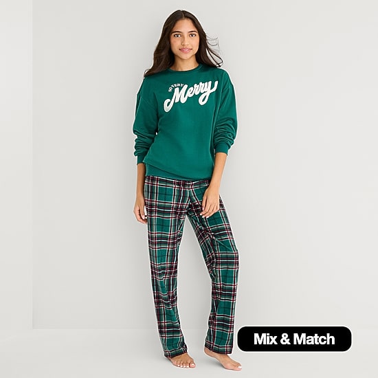 North Pole Trading Co. Mix & Match Unisex Adult Fleece Crew Neck Long Sleeve Matching Family Pajama Top