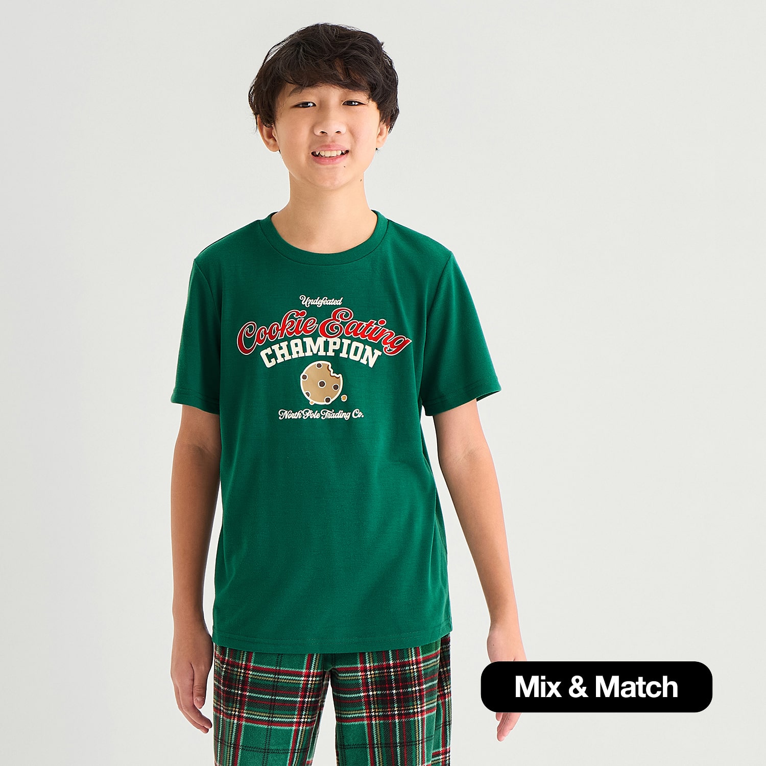 North Pole Trading Co. Mix & Match Little Big Kid Unisex Crew Neck Short Sleeve Matching Family Pajama Top