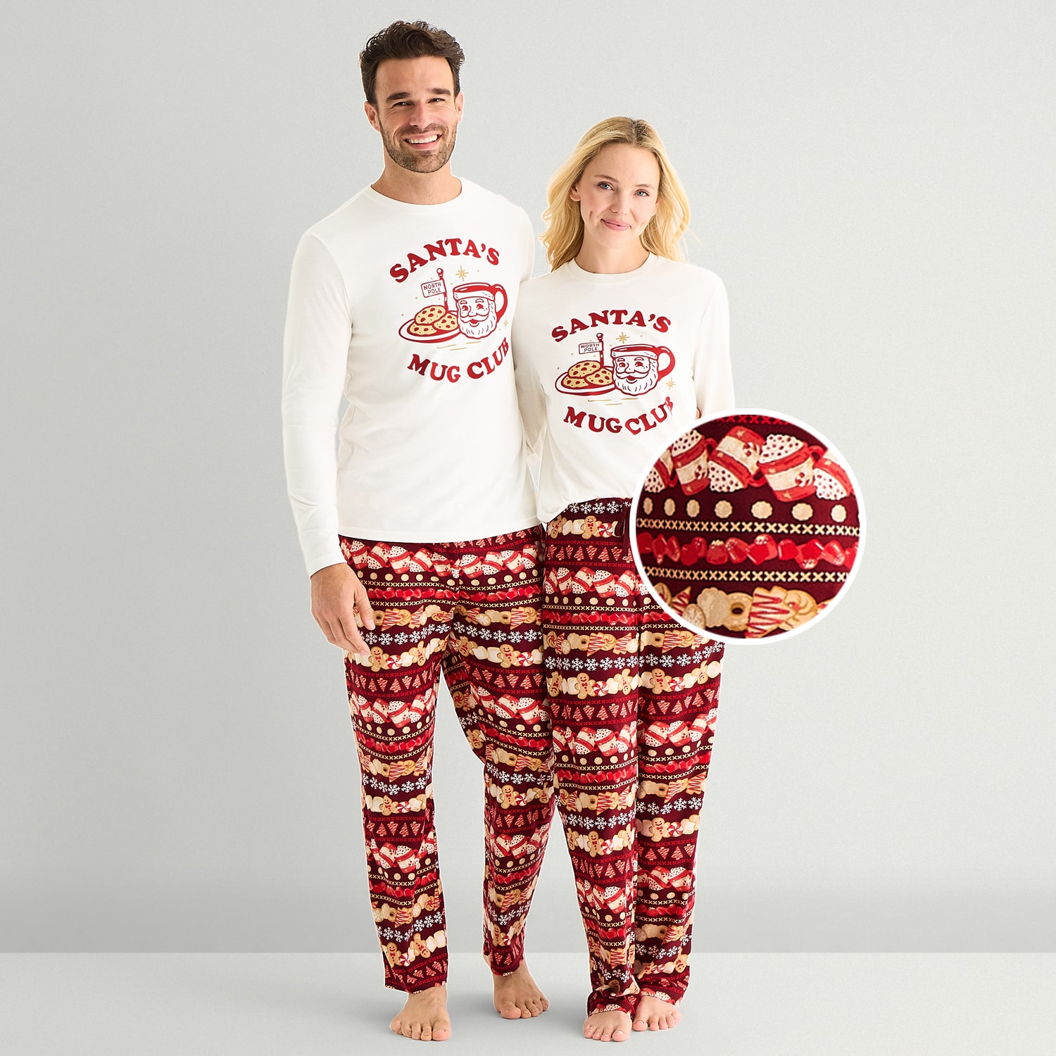 North Pole Trading Co. Unisex Adult Crew Neck Long Sleeve 2-pc. Pajama Set
