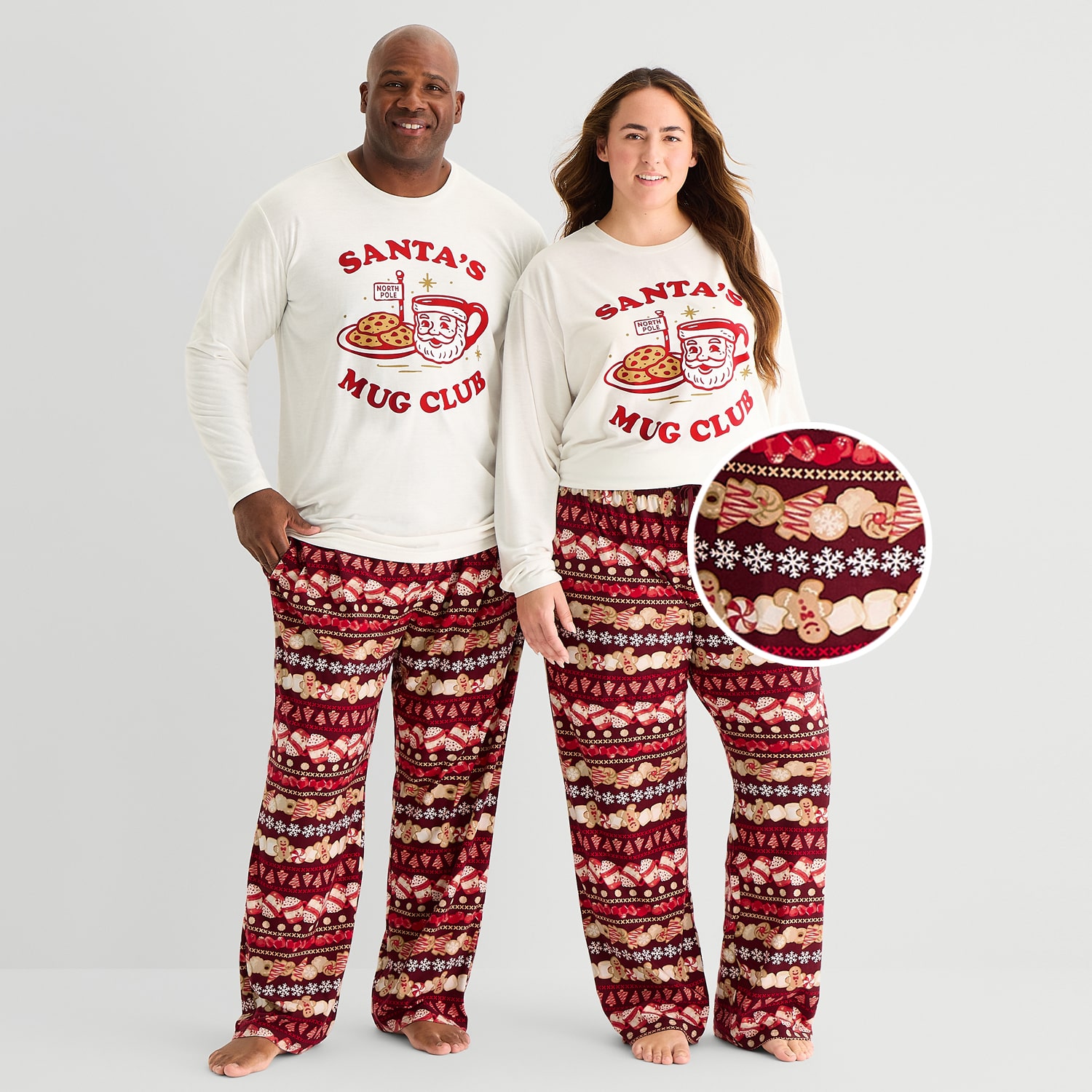 North Pole Trading Co. Unisex Adult Crew Neck Long Sleeve 2-pc. Matching Family Plus Pajama Set