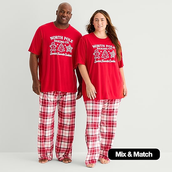 North Pole Trading Co. Mix & Match Unisex Adult Crew Neck Short Sleeve Matching Family Plus Pajama Top
