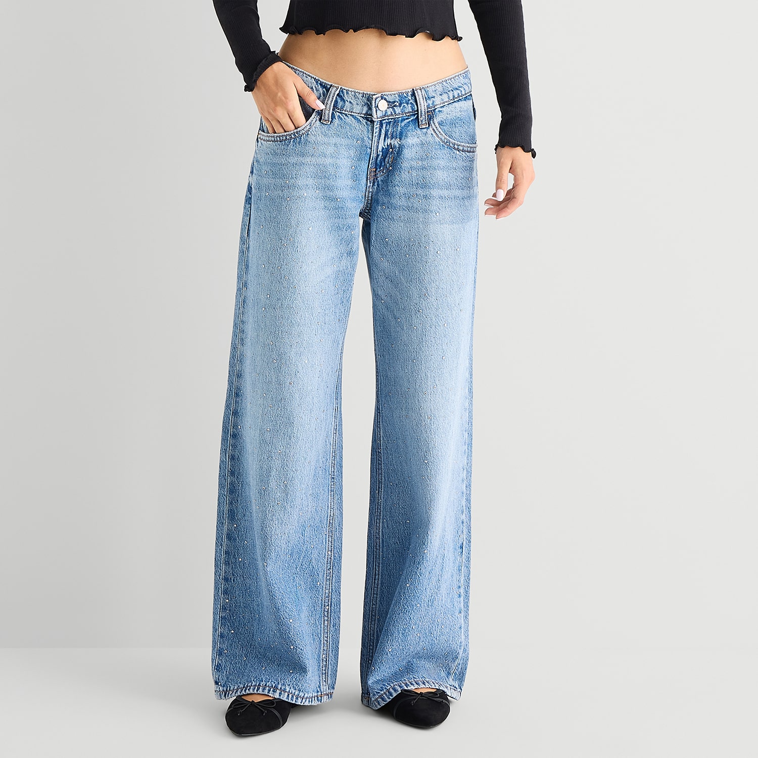 Arizona Womens Juniors Short Low Rise Baggy Fit Jean