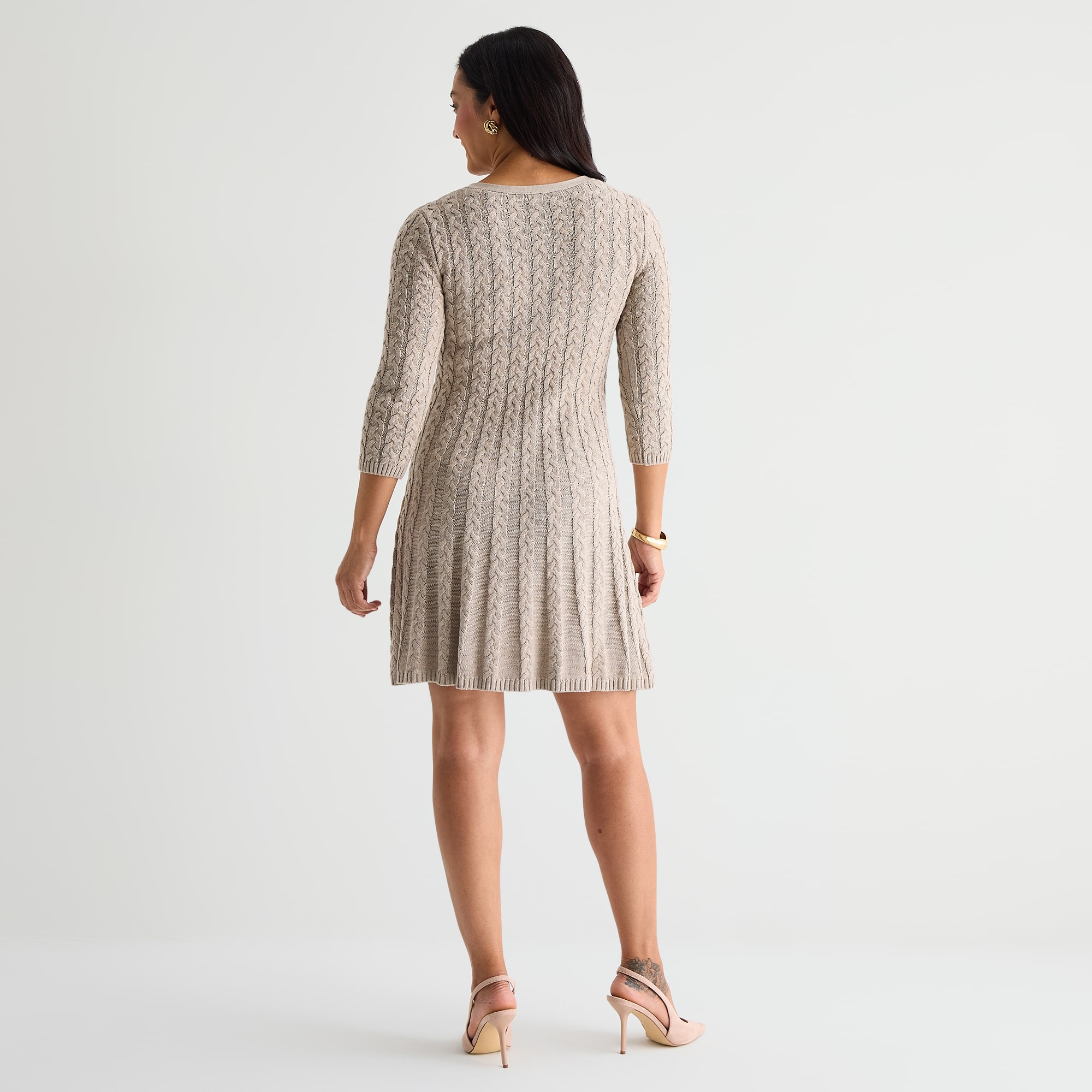 Jessica Howard Womens Petite 3/4 Sleeve Sweater Dress