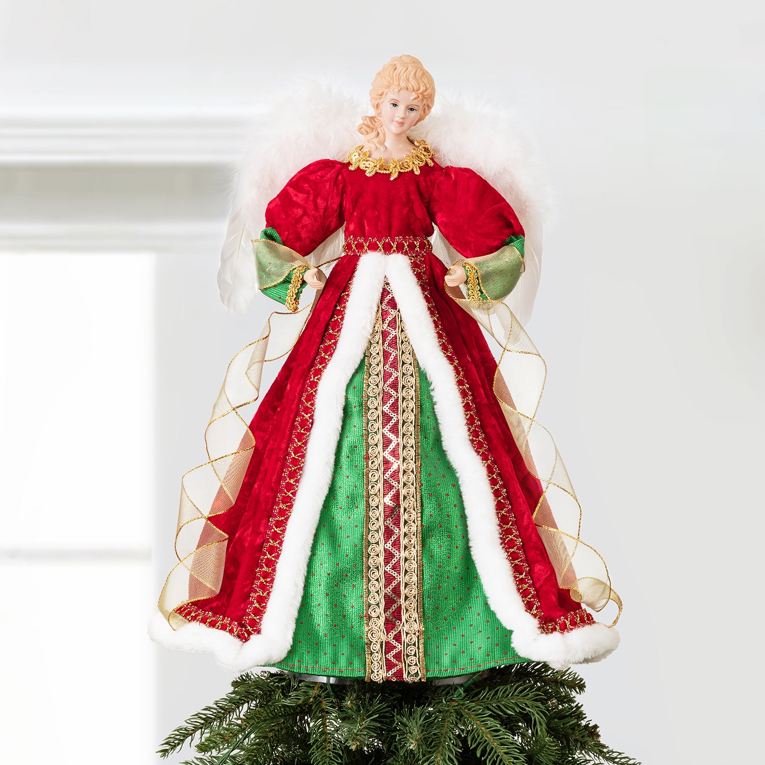 Glitzhome 18" Faux Traditional Angel Christmas Tabletop Decor