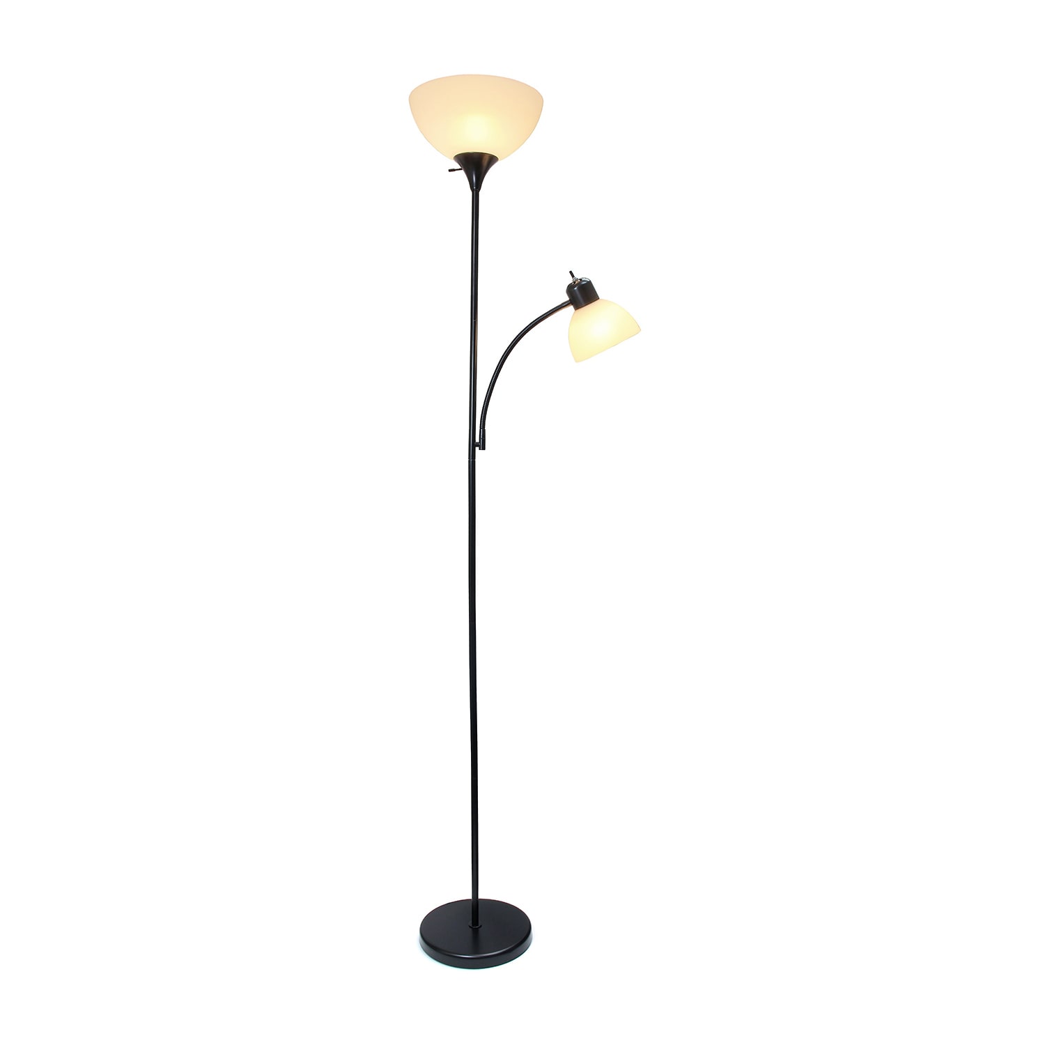 JAC Styles Ardelo 72" Onyx Black Gooseneck Reading Light Floor Lamp