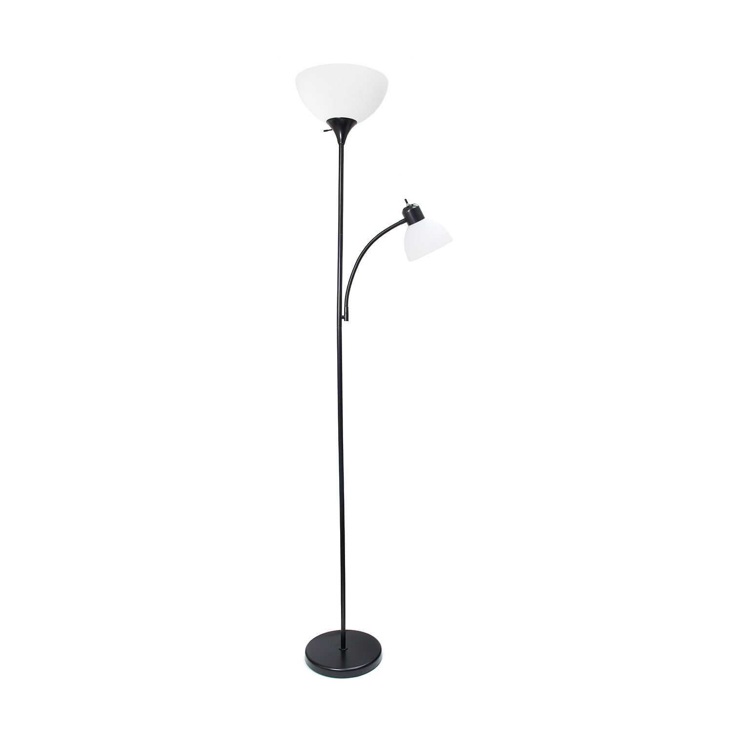 JAC Styles Ardelo 72" Onyx Black Gooseneck Reading Light Floor Lamp