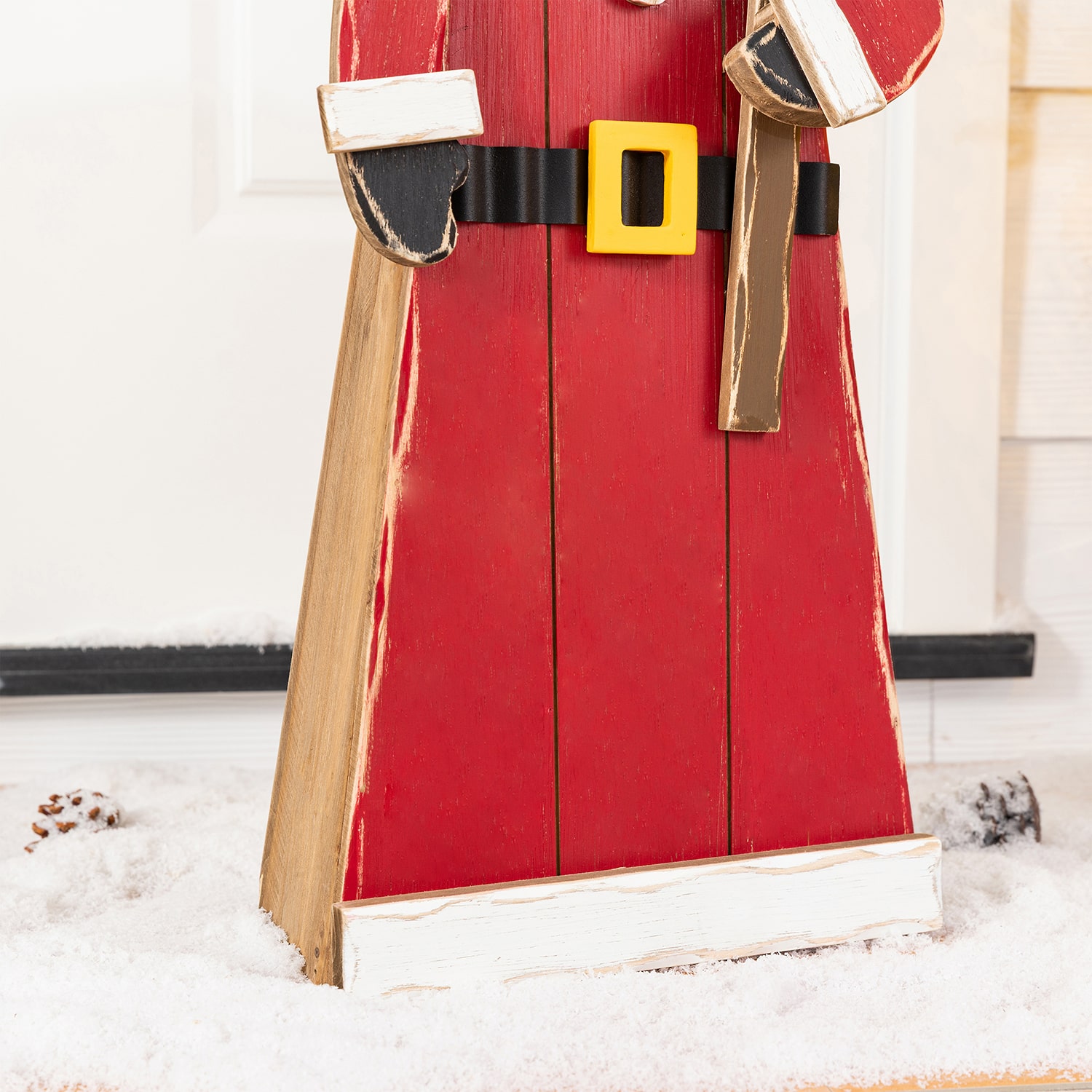 Glitzhome 30" Chunky Wood Santa Christmas Porch Sign