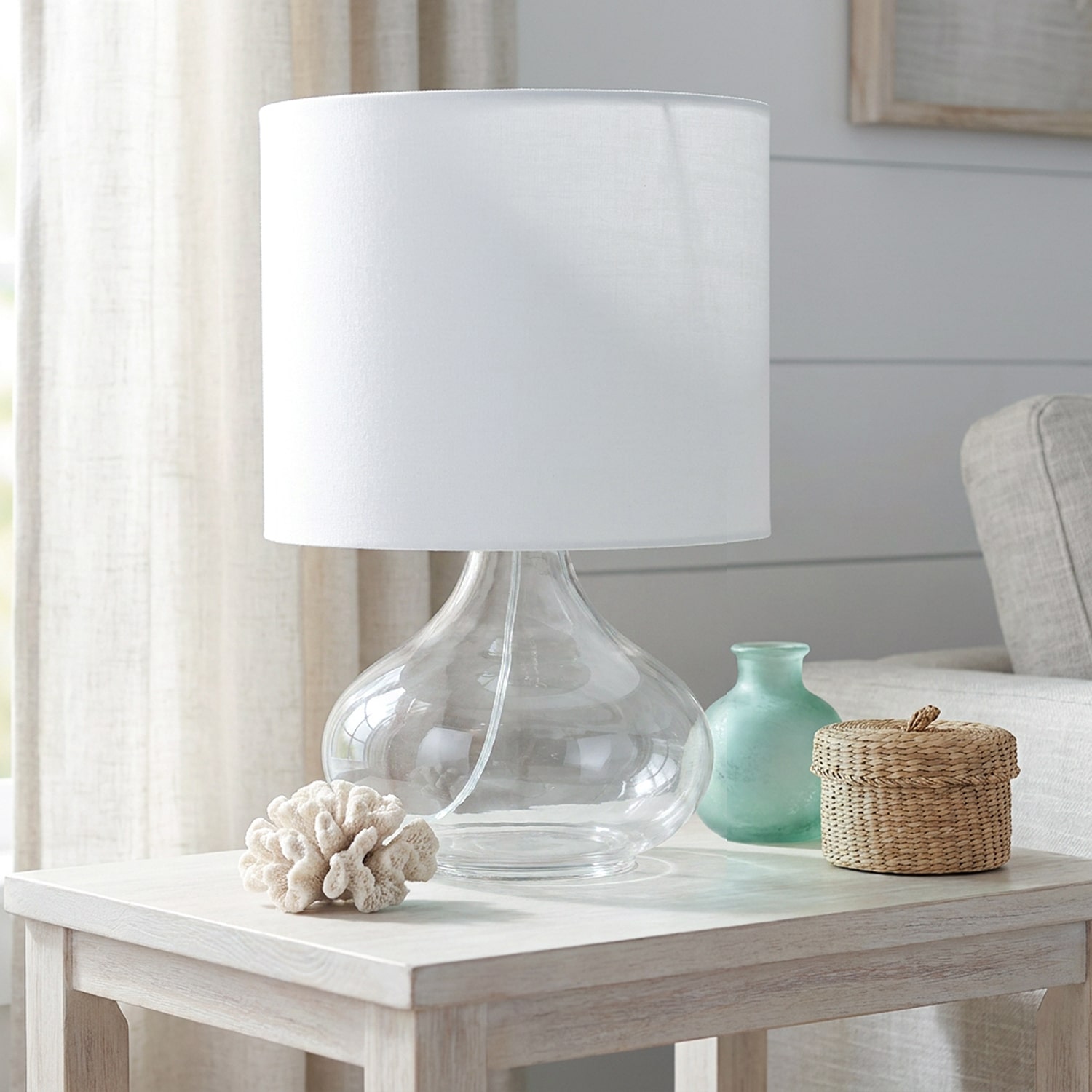 JAC Styles Ryley 14" Clear Glass Fabric Table Lamp