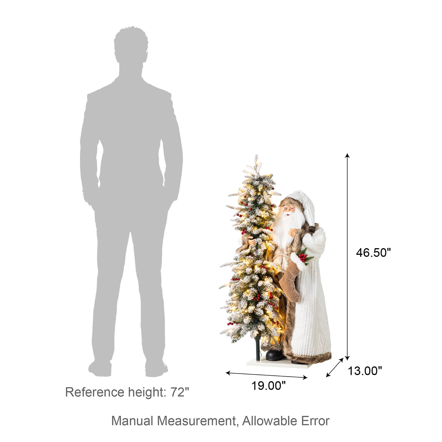 Glitzhome 4ft Oversized Woodland Santa Lighted Christmas Tabletop Decor