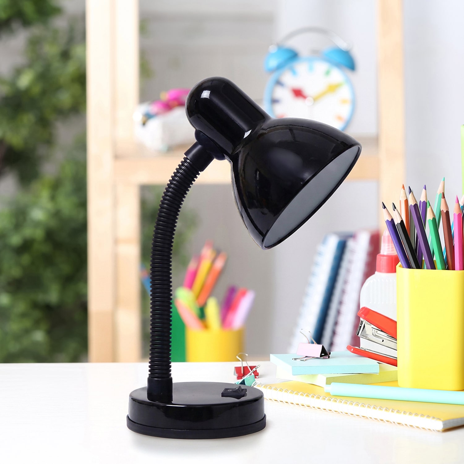 JAC Styles Remmer 14" Onyx Black Gooseneck Desk Lamp