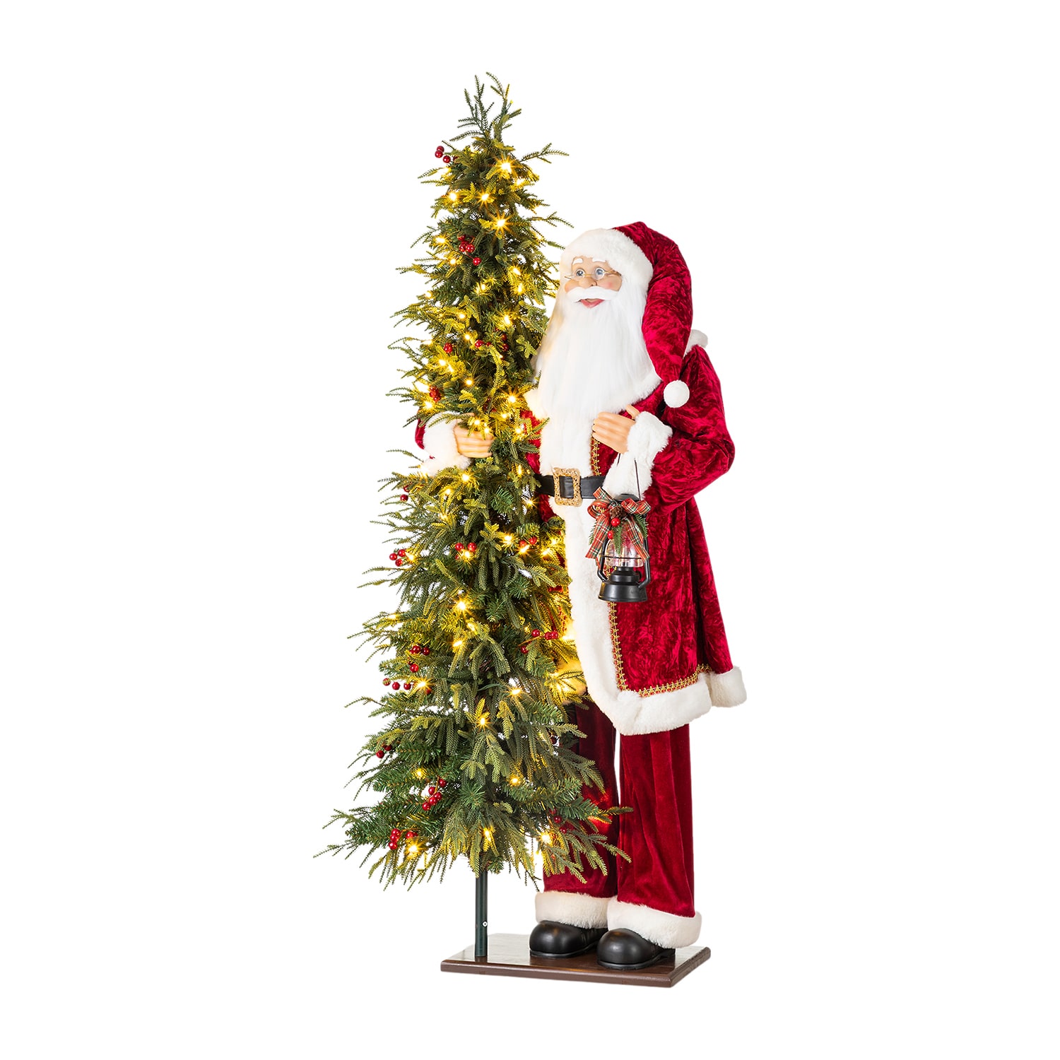 Glitzhome 4ft Oversized Traditional Santa Lighted Christmas Tabletop Decor
