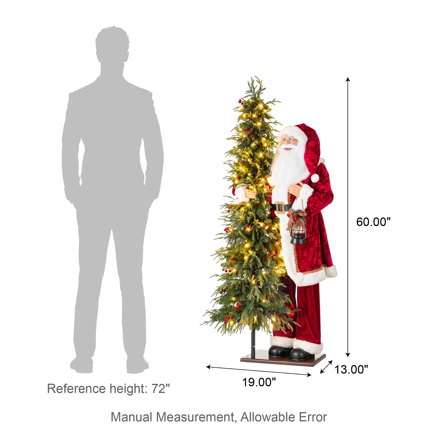 Glitzhome 4ft Oversized Traditional Santa Lighted Christmas Tabletop Decor