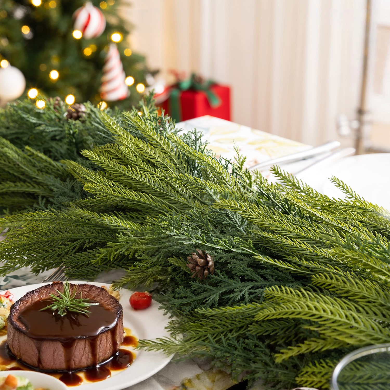 Glitzhome 6ft Greenery Mixed Pe Dripping 2-pc. Wreath