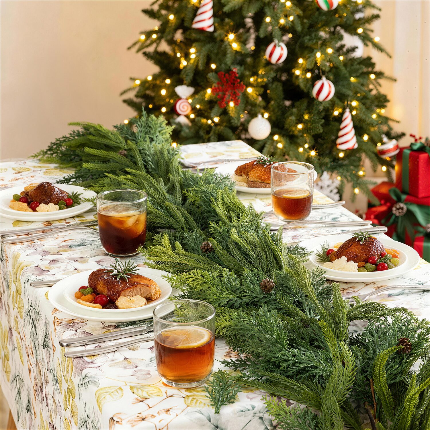 Glitzhome 6ft Greenery Mixed Pe Dripping 2-pc. Wreath
