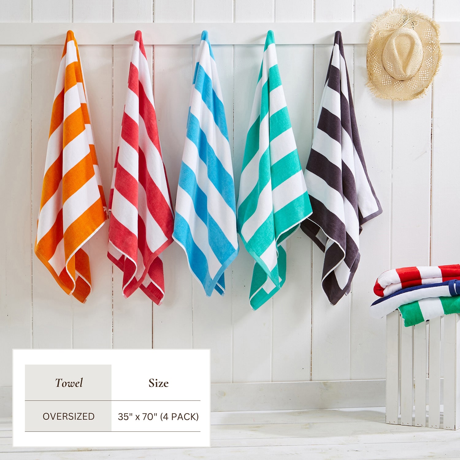 Linery Oversized Cotton Cabana 4-pc. Quick Dry Beach Towel