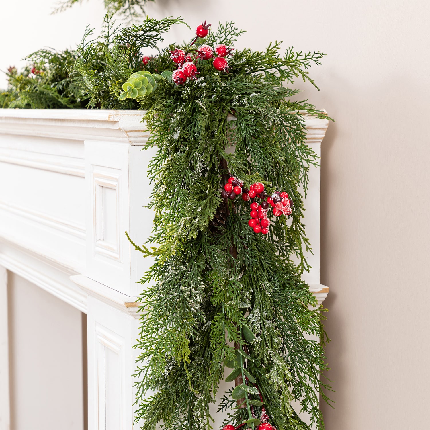 Glitzhome 6ft Greenery Frosted Pe Dripping 2-pc. Wreath