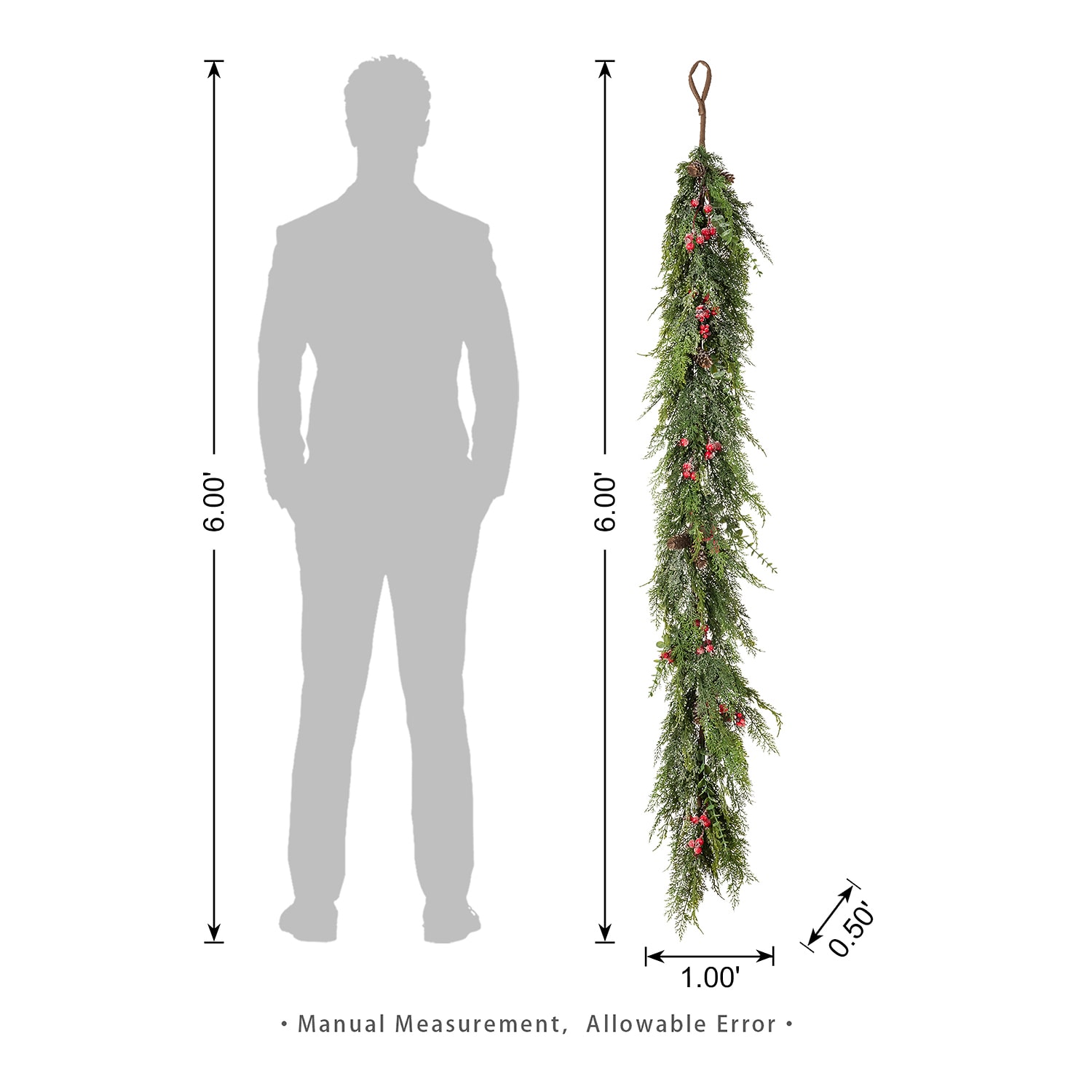 Glitzhome 6ft Greenery Frosted Pe Dripping 2-pc. Wreath