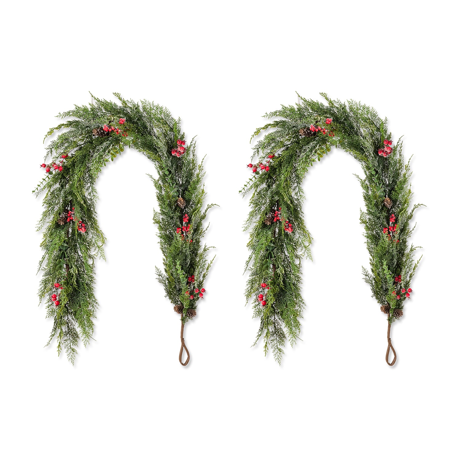 Glitzhome 6ft Greenery Frosted Pe Dripping 2-pc. Wreath