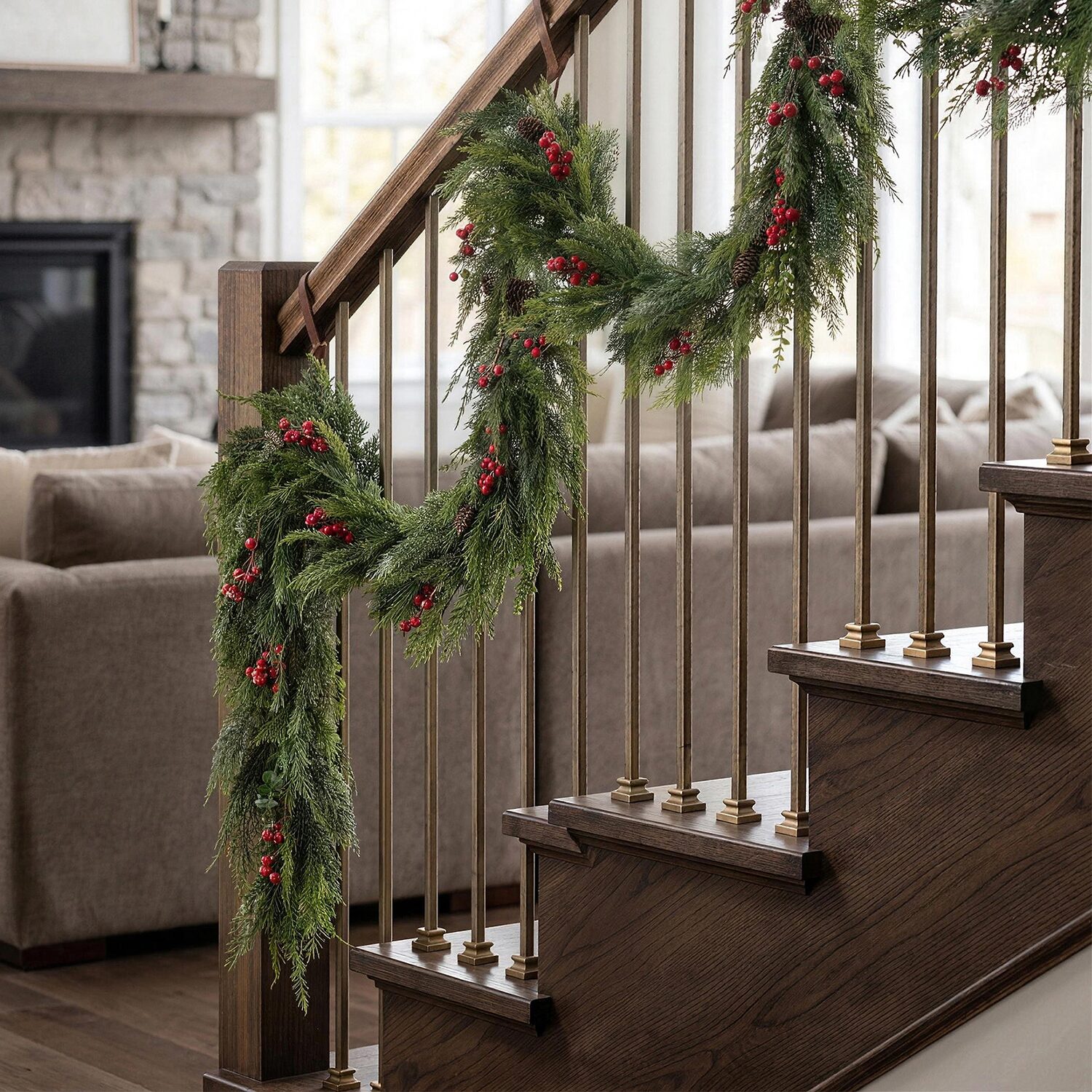 Glitzhome 6ft Greenery Frosted Pe Dripping 2-pc. Wreath