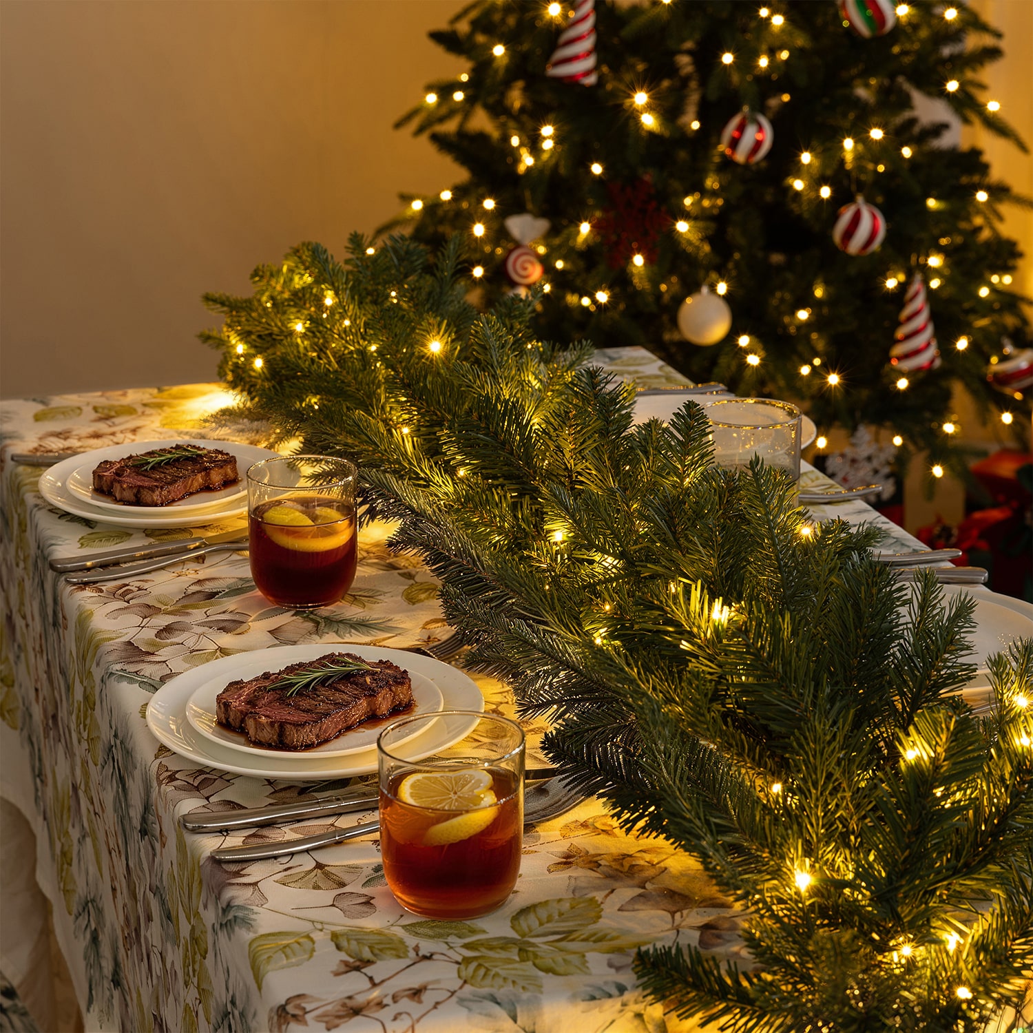 Glitzhome 9ft Pre-Lit Greenery Pine Pre-Lit Wreath