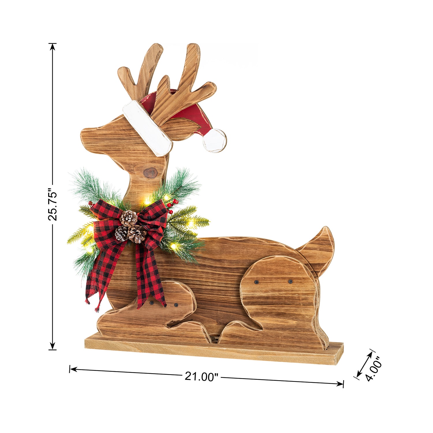 Glitzhome 26" Chunky Wood Reindeer Christmas Porch Sign