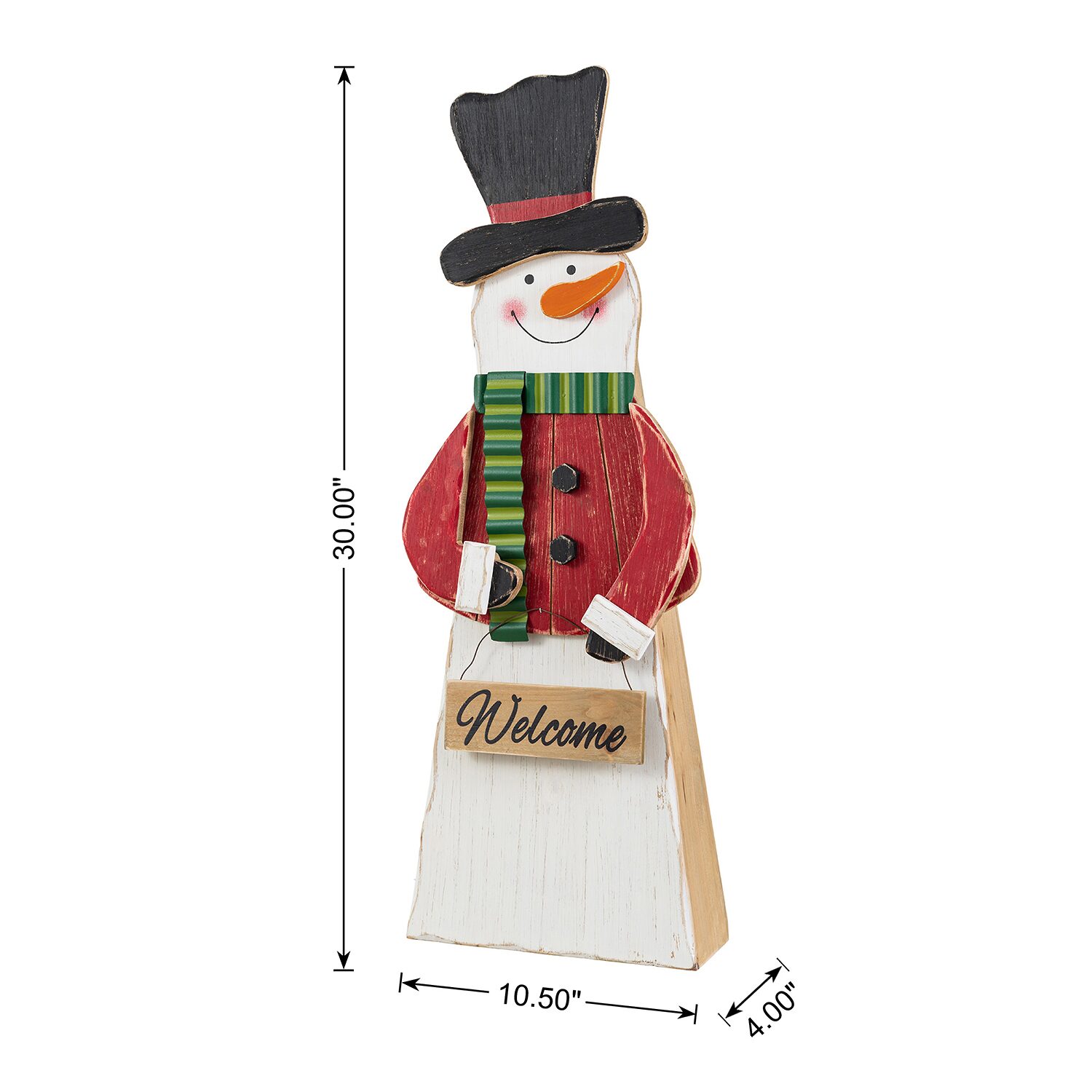 Glitzhome 30" Chunky Wood Snowman Christmas Porch Sign