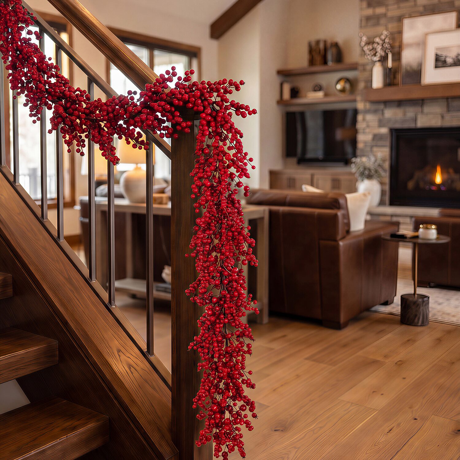 Glitzhome 6ft Full Berry Floral Arrangement
