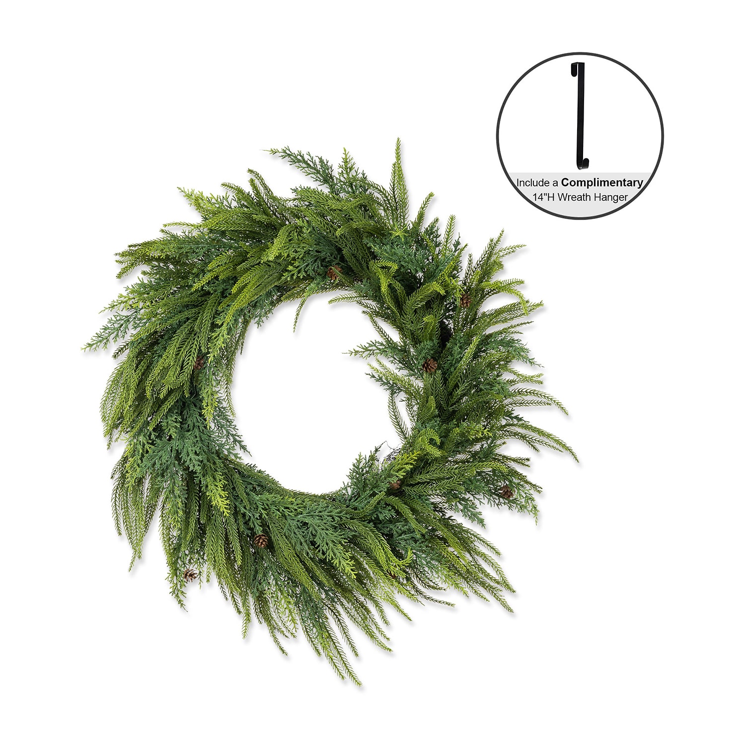 Glitzhome 25" Greenery Mixed Pe Dripping Wreath