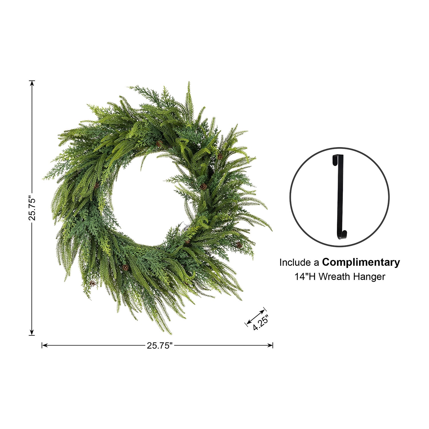 Glitzhome 25" Greenery Mixed Pe Dripping Wreath