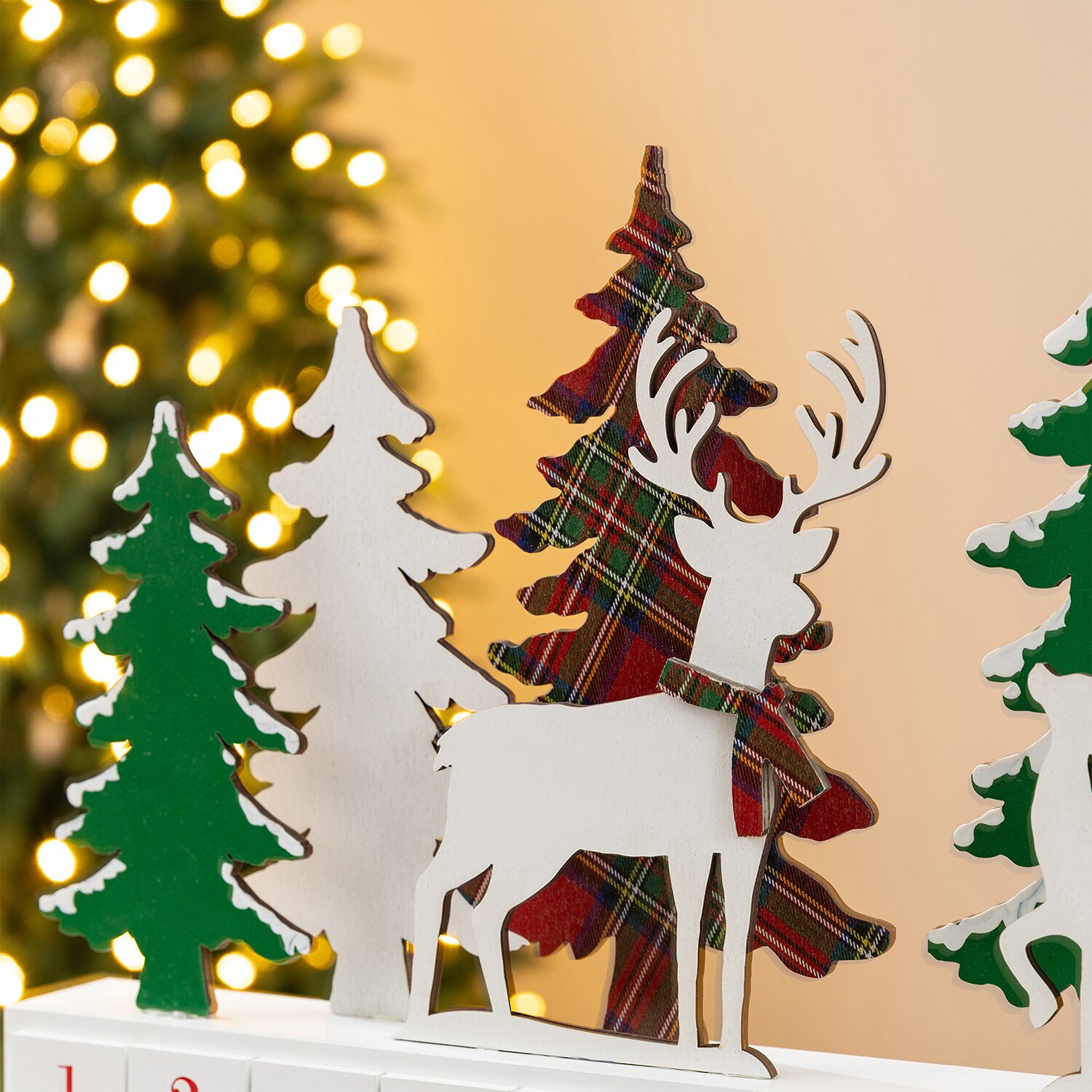Glitzhome 20" Wooden Advent Calendar Christmas Tabletop Decor