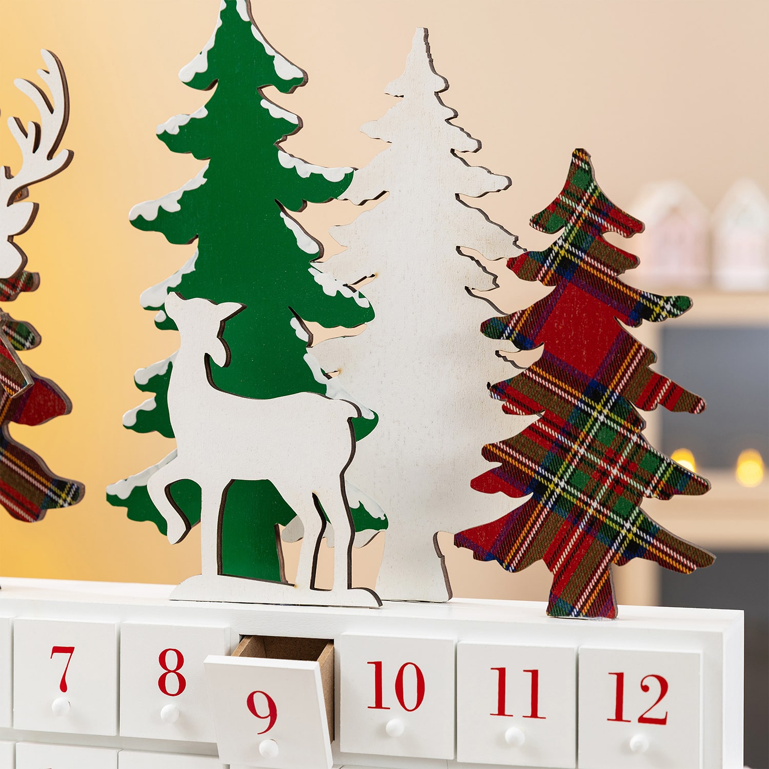 Glitzhome 20" Wooden Advent Calendar Christmas Tabletop Decor