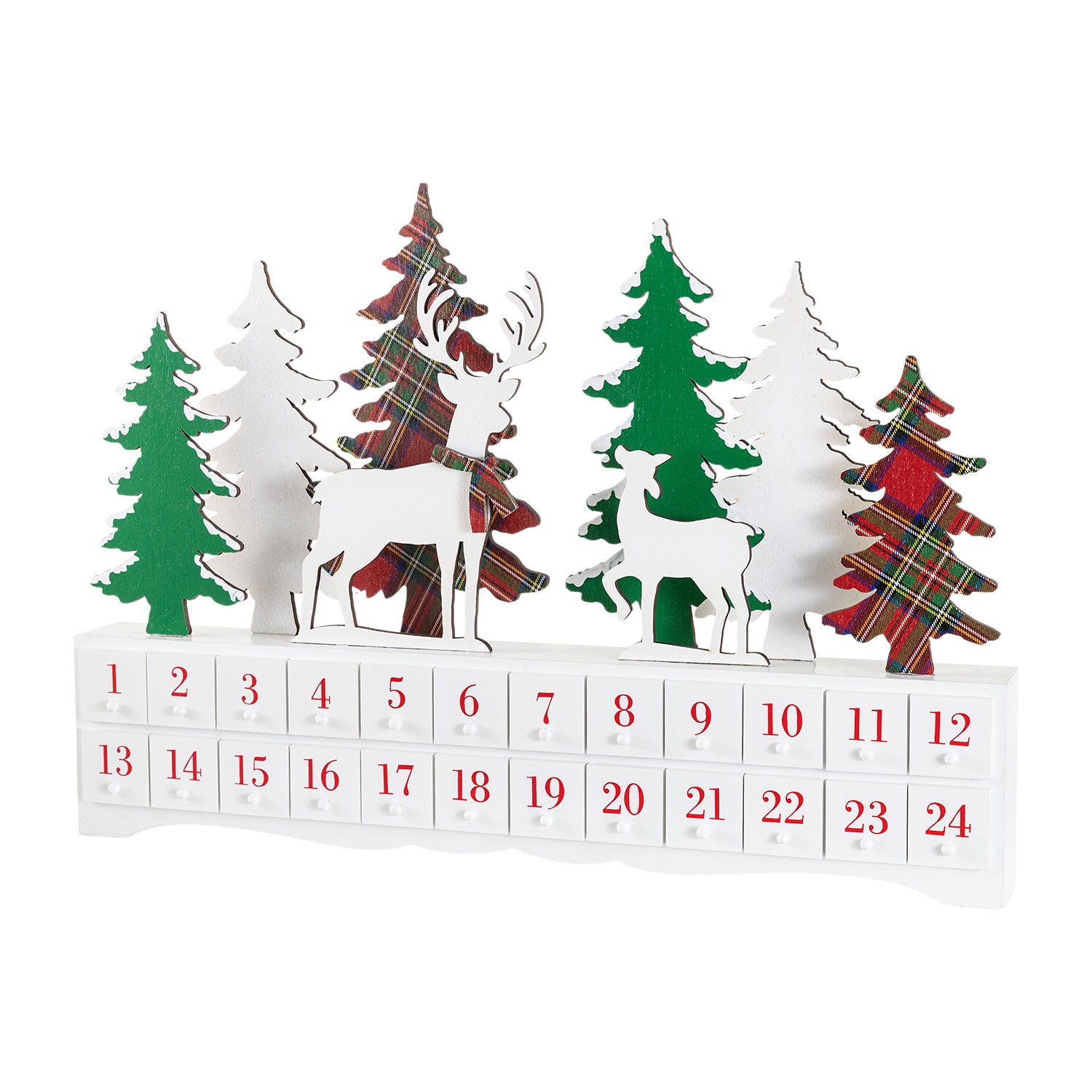 Glitzhome 20" Wooden Advent Calendar Christmas Tabletop Decor