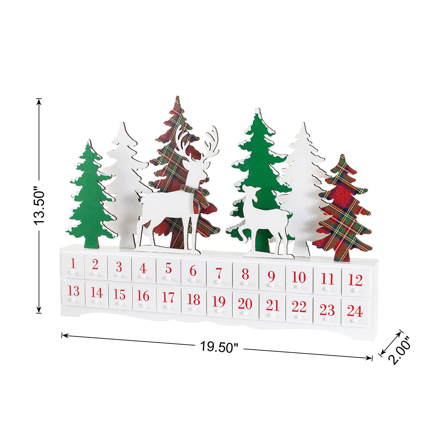 Glitzhome 20" Wooden Advent Calendar Christmas Tabletop Decor