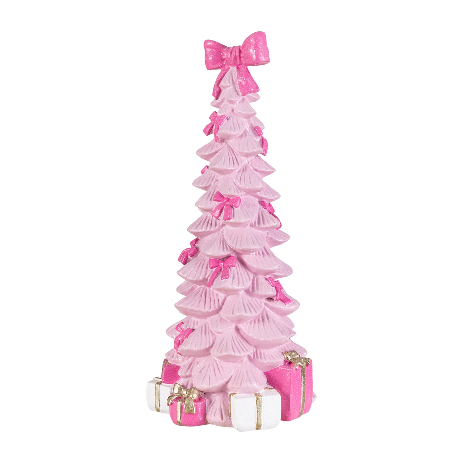 Glitzhome 15" Pink Tree With Bow Christmas Tabletop Decor