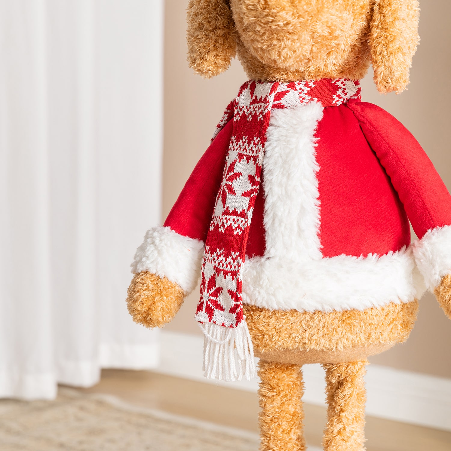 Glitzhome 33" Fabric Christma Dog Standing Christmas Tabletop Decor