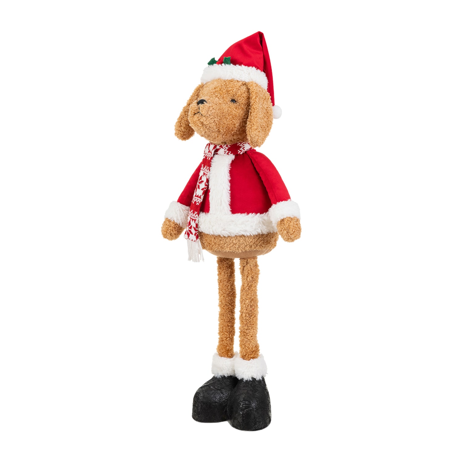 Glitzhome 33" Fabric Christma Dog Standing Christmas Tabletop Decor