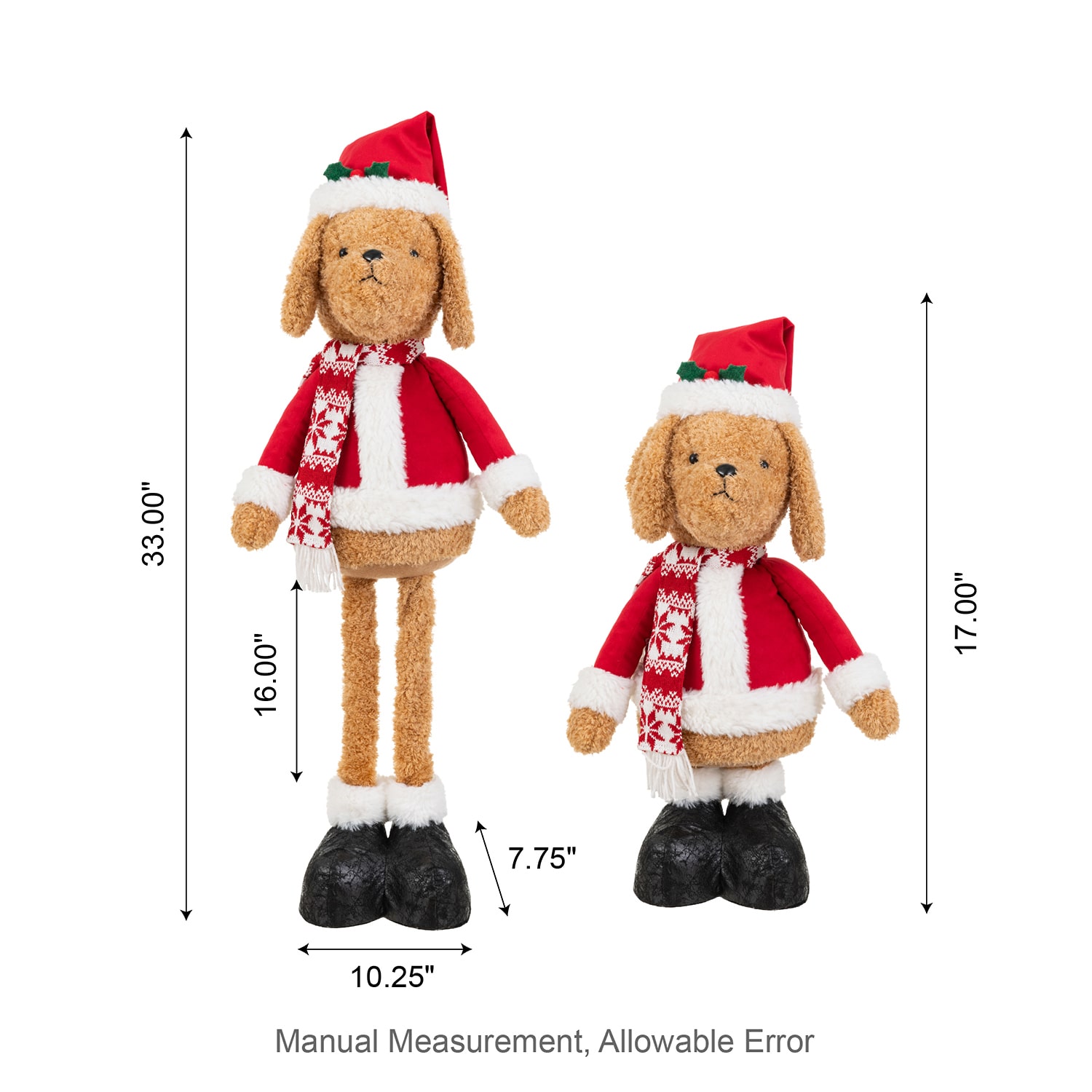 Glitzhome 33" Fabric Christma Dog Standing Christmas Tabletop Decor