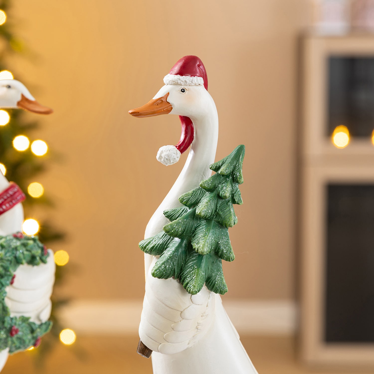 Glitzhome 10" Resin Goose 2-pc. Christmas Tabletop Decor