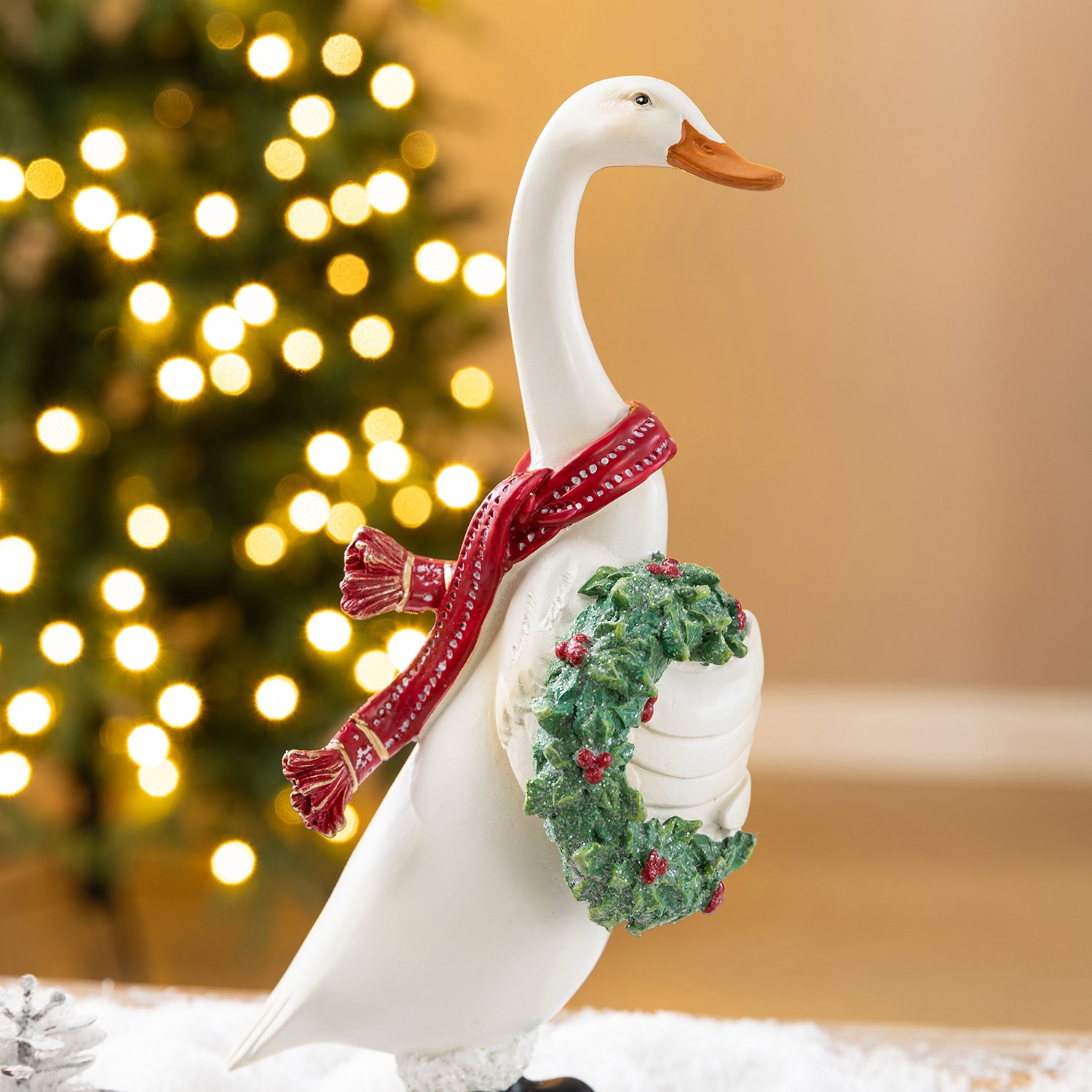 Glitzhome 10" Resin Goose 2-pc. Christmas Tabletop Decor