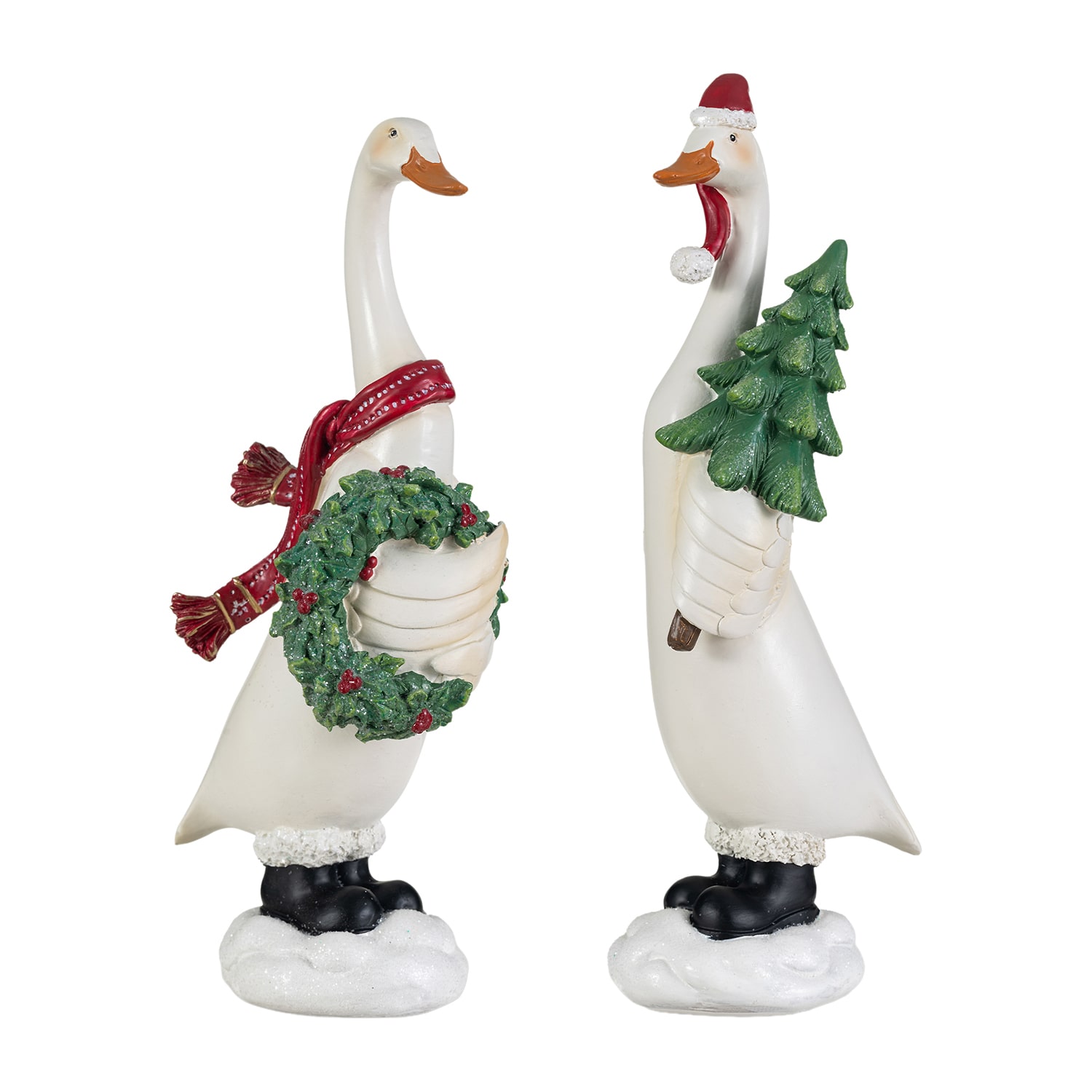 Glitzhome 10" Resin Goose 2-pc. Christmas Tabletop Decor