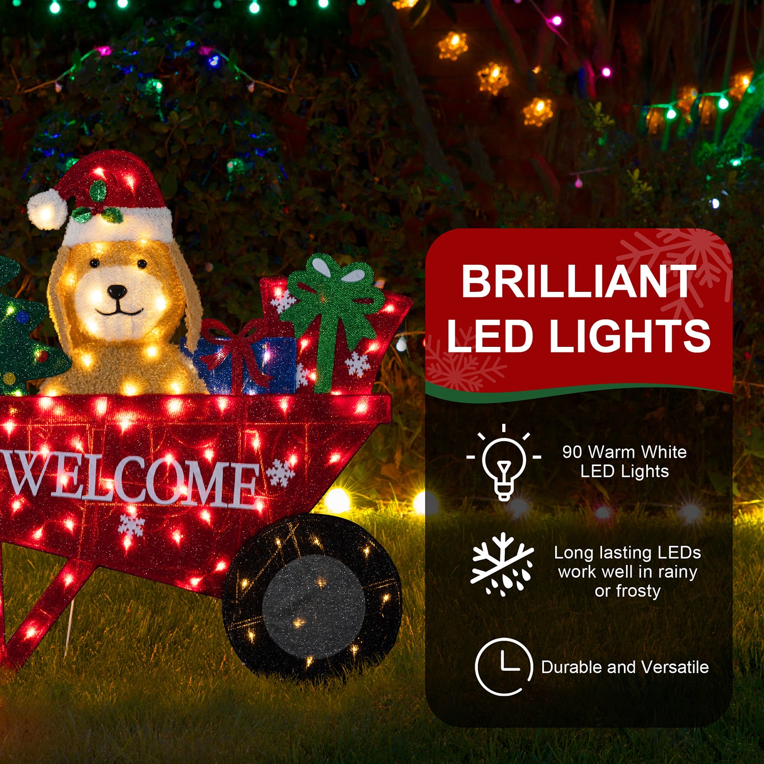 Glitzhome 40" Fabric Labrador Wheel Barrow Lighted Christmas Inflatable