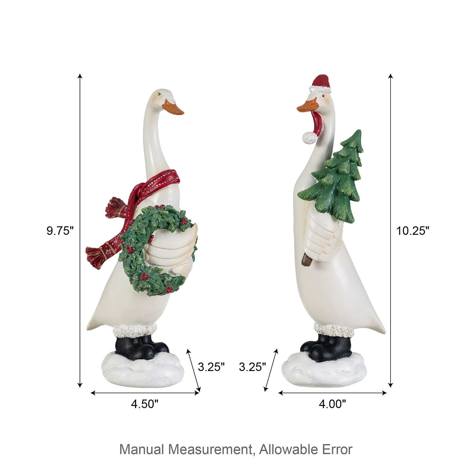 Glitzhome 10" Resin Goose 2-pc. Christmas Tabletop Decor