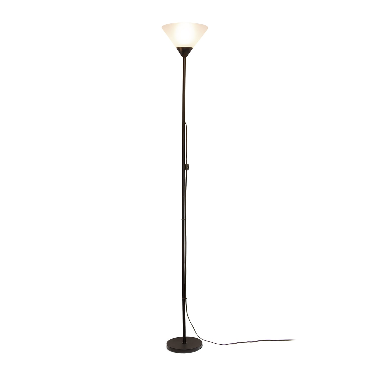 JAC Styles Klara 70" Torchiere In Onyx Black With White Shade Floor Lamp