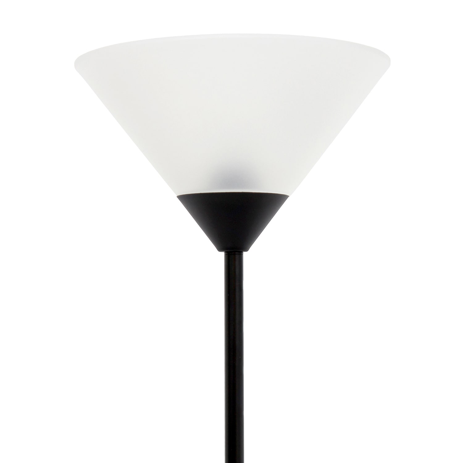 JAC Styles Klara 70" Torchiere In Onyx Black With White Shade Floor Lamp