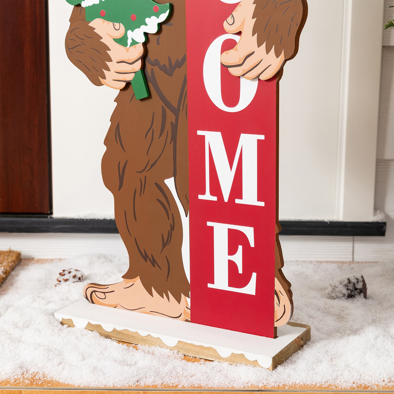 Glitzhome 37" Wooden Big Foot Christmas Porch Sign