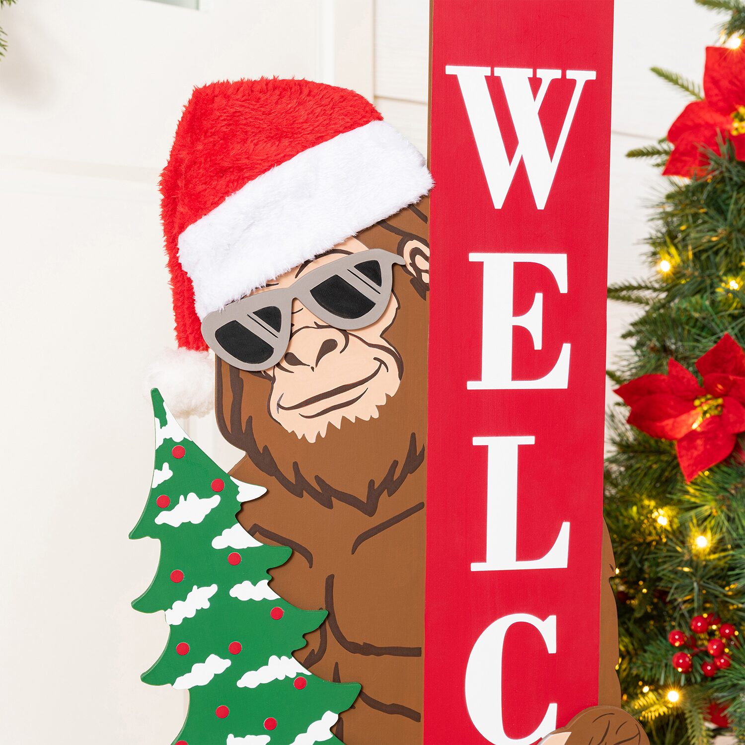 Glitzhome 37" Wooden Big Foot Christmas Porch Sign