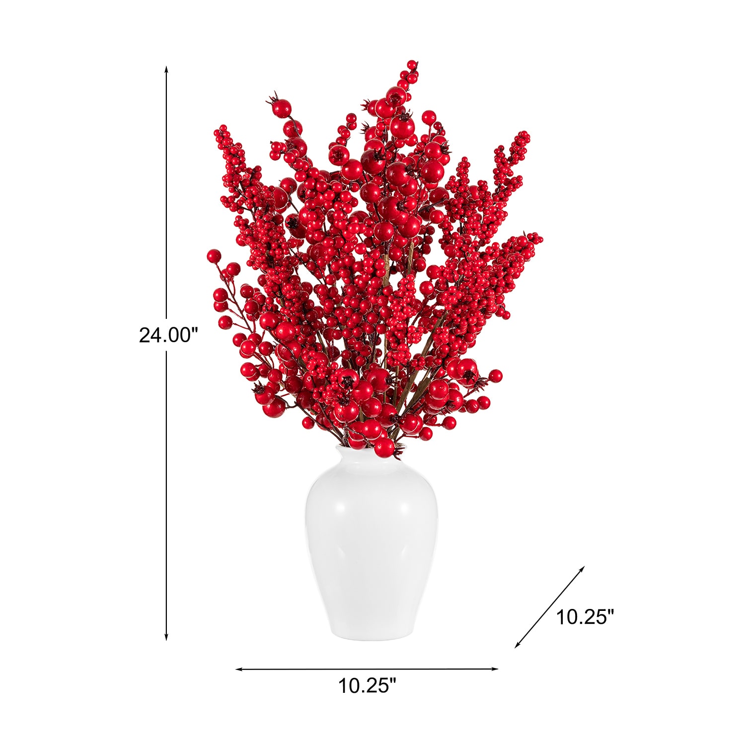 Glitzhome 24" Berry Vase Floral Arrangement